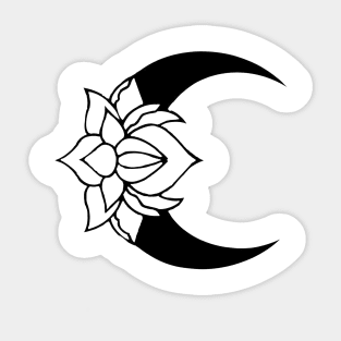 Lotus Moon (Black) Sticker